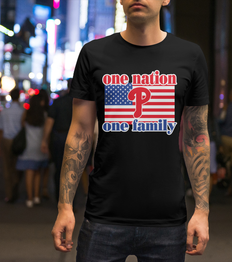 One Nation One Family Phillies American Flag T-Shirt