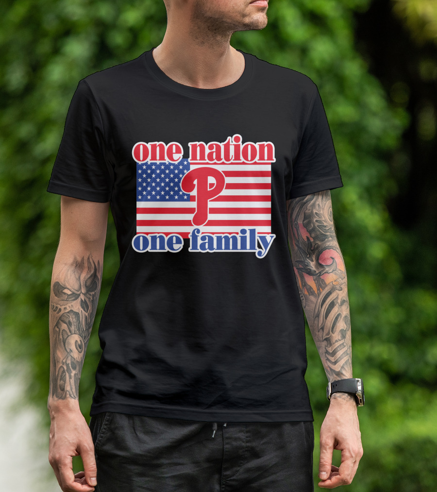 One Nation One Family Phillies American Flag T-Shirt