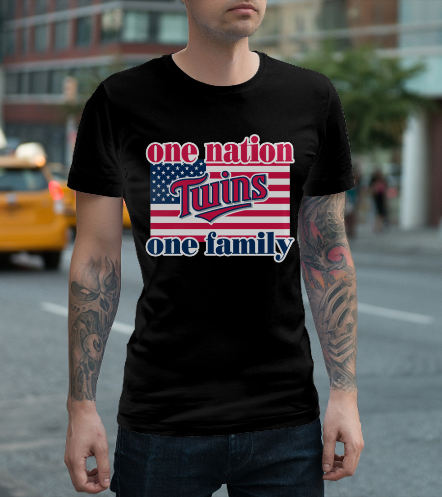 One Nation Twins One Family American Flag T-Shirt