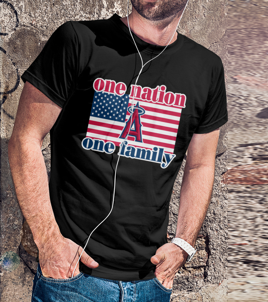 One Nation One Family Los Angeles Angels American Flag T-Shirt