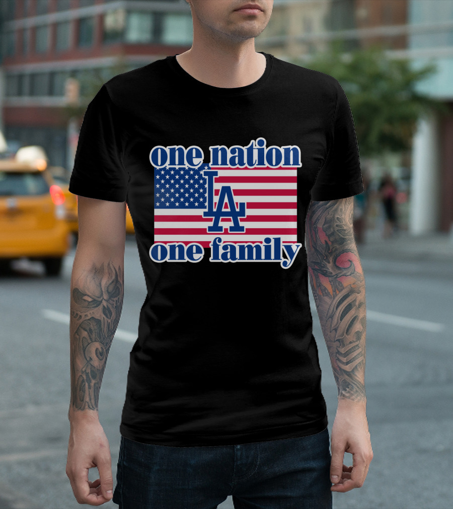 One Nation One Family La Dodgers Usa Flag T-Shirt