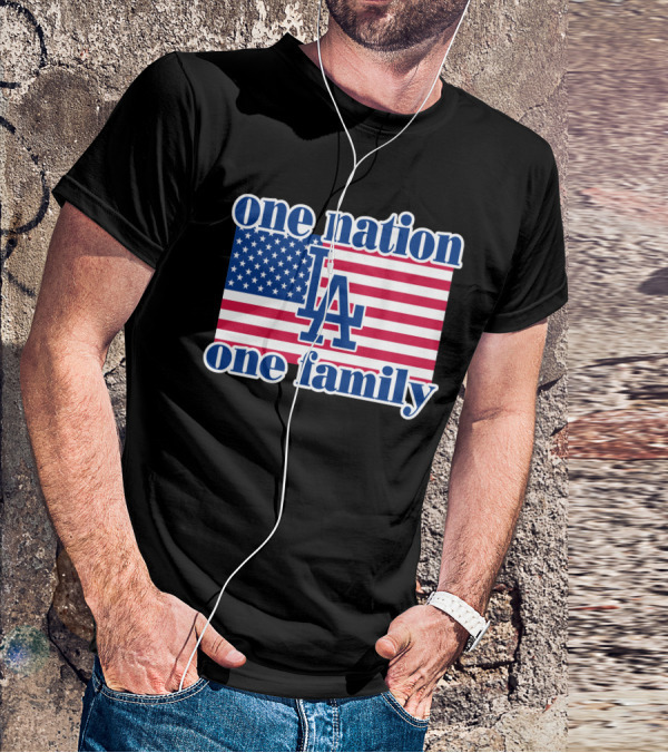 One Nation One Family La Dodgers Usa Flag T-Shirt