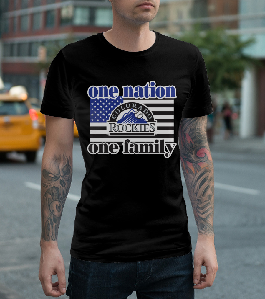 Colorado Rockies One Nation One Family Usa Flag T-Shirt