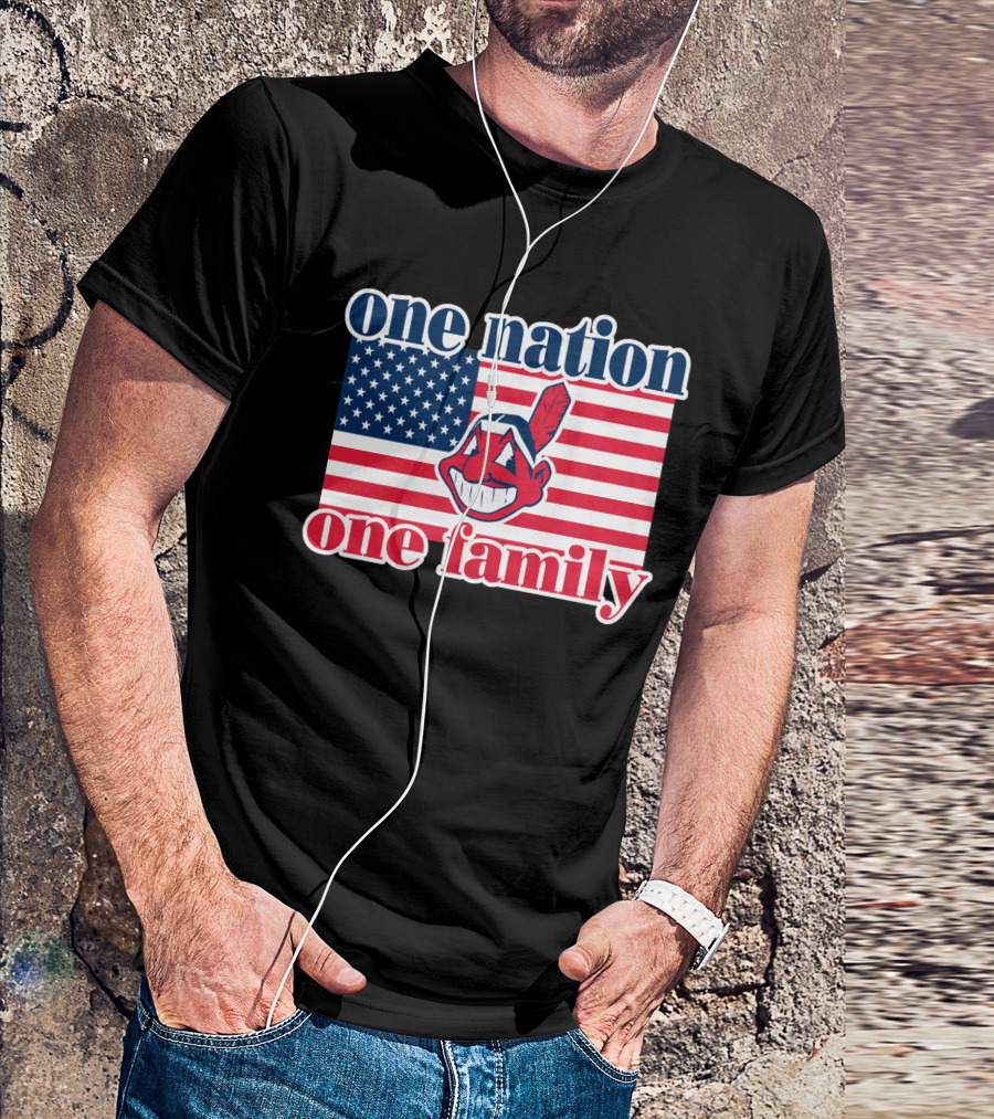 One Nation One Family 54 Cleveland Indians American Flag T-Shirt