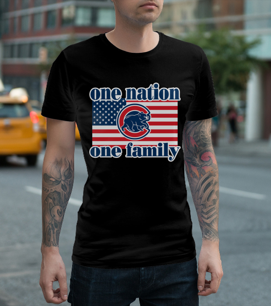One Nation One Family 57 Chicago Cubs American Flag T-Shirt