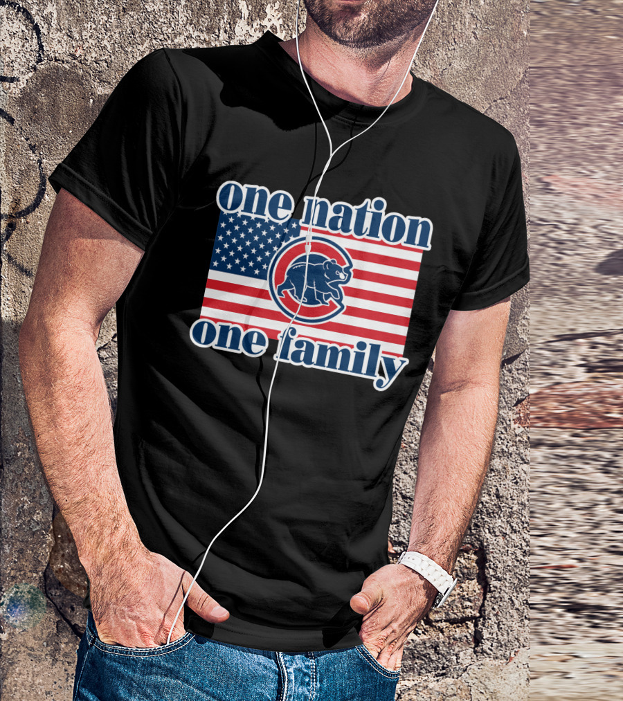 One Nation One Family 57 Chicago Cubs American Flag T-Shirt