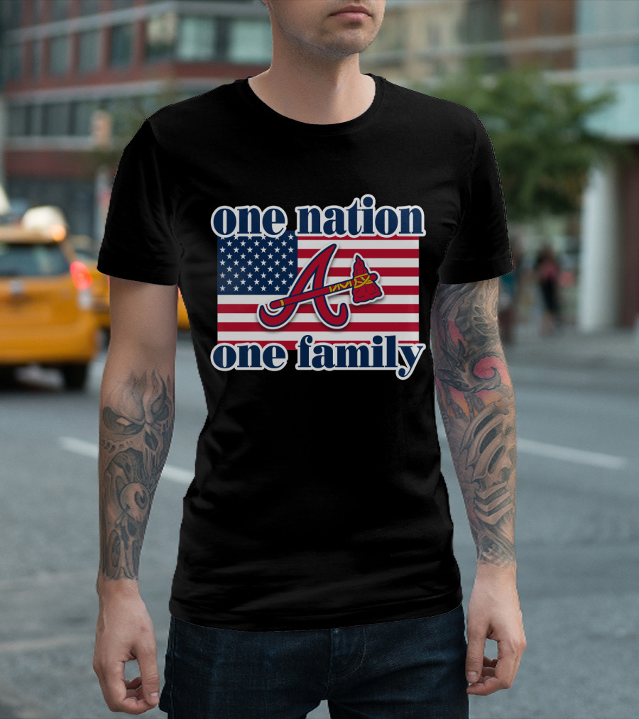 One Nation One Family Atlanta Braves American Flag T-Shirt