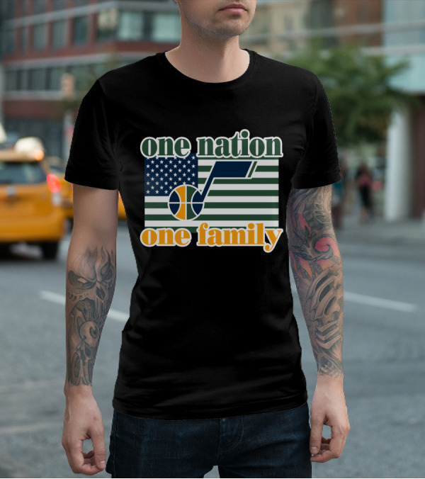One Nation One Family Utah Jazz Basketball American Flag T-Shirt