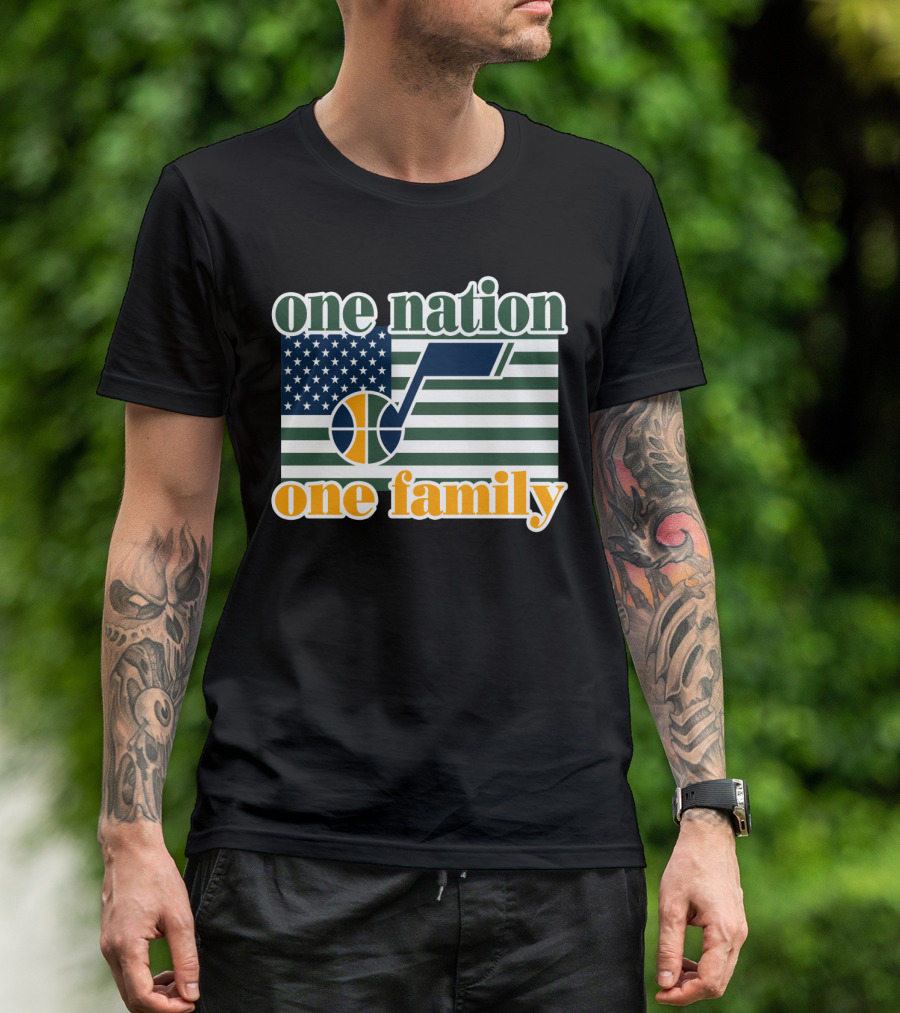One Nation One Family Utah Jazz Basketball American Flag T-Shirt