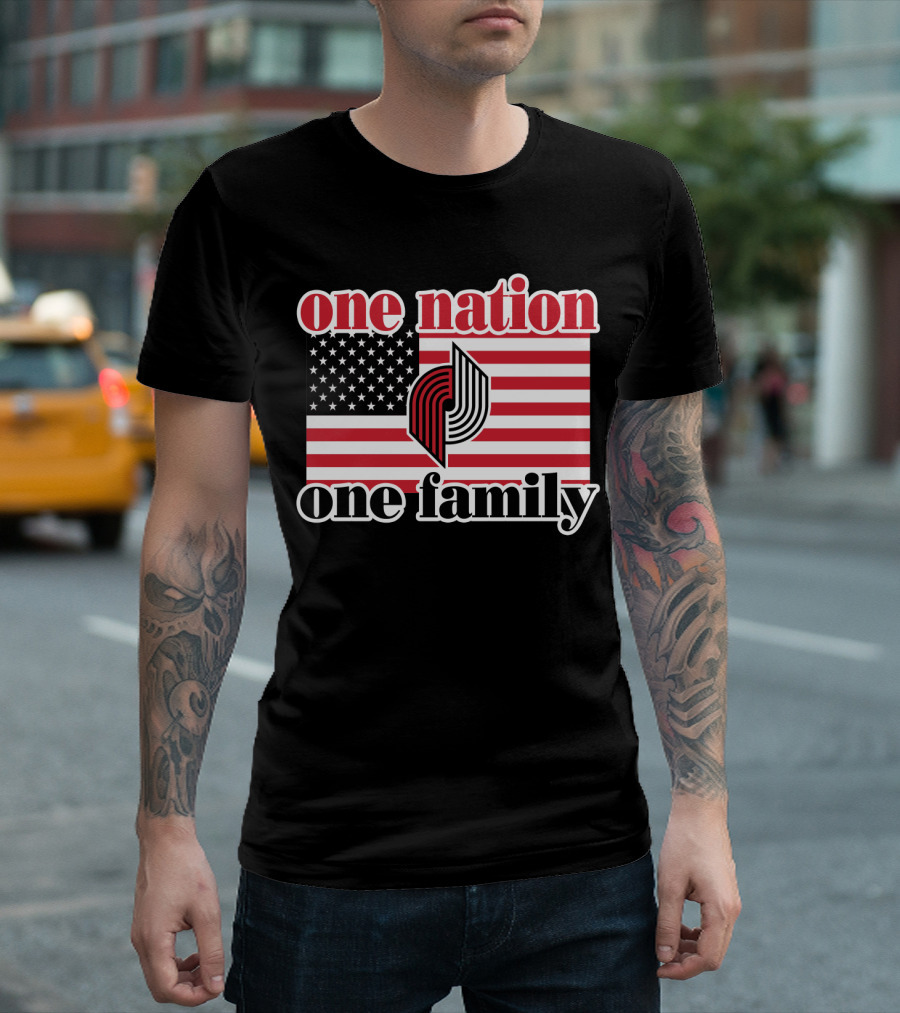 Portland Trail Blazers One Nation One Family American Flag T-Shirt