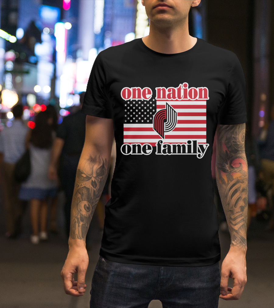 Portland Trail Blazers One Nation One Family American Flag T-Shirt