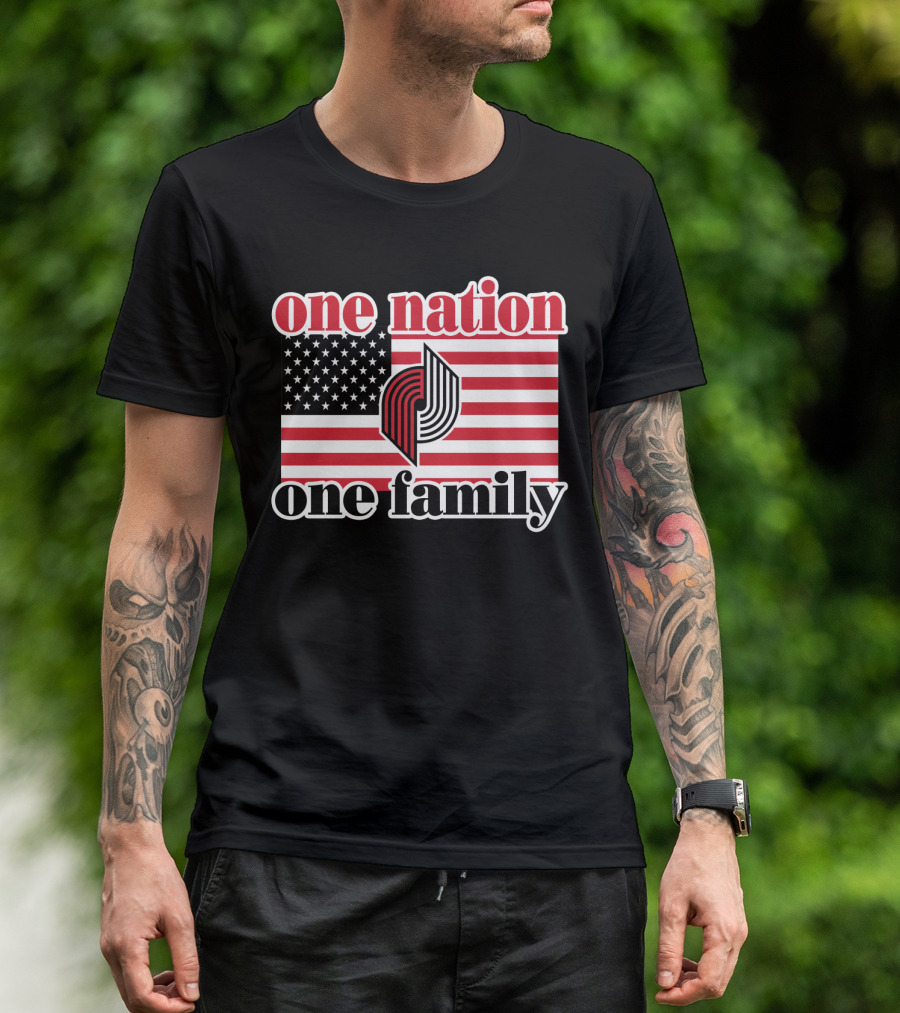 Portland Trail Blazers One Nation One Family American Flag T-Shirt