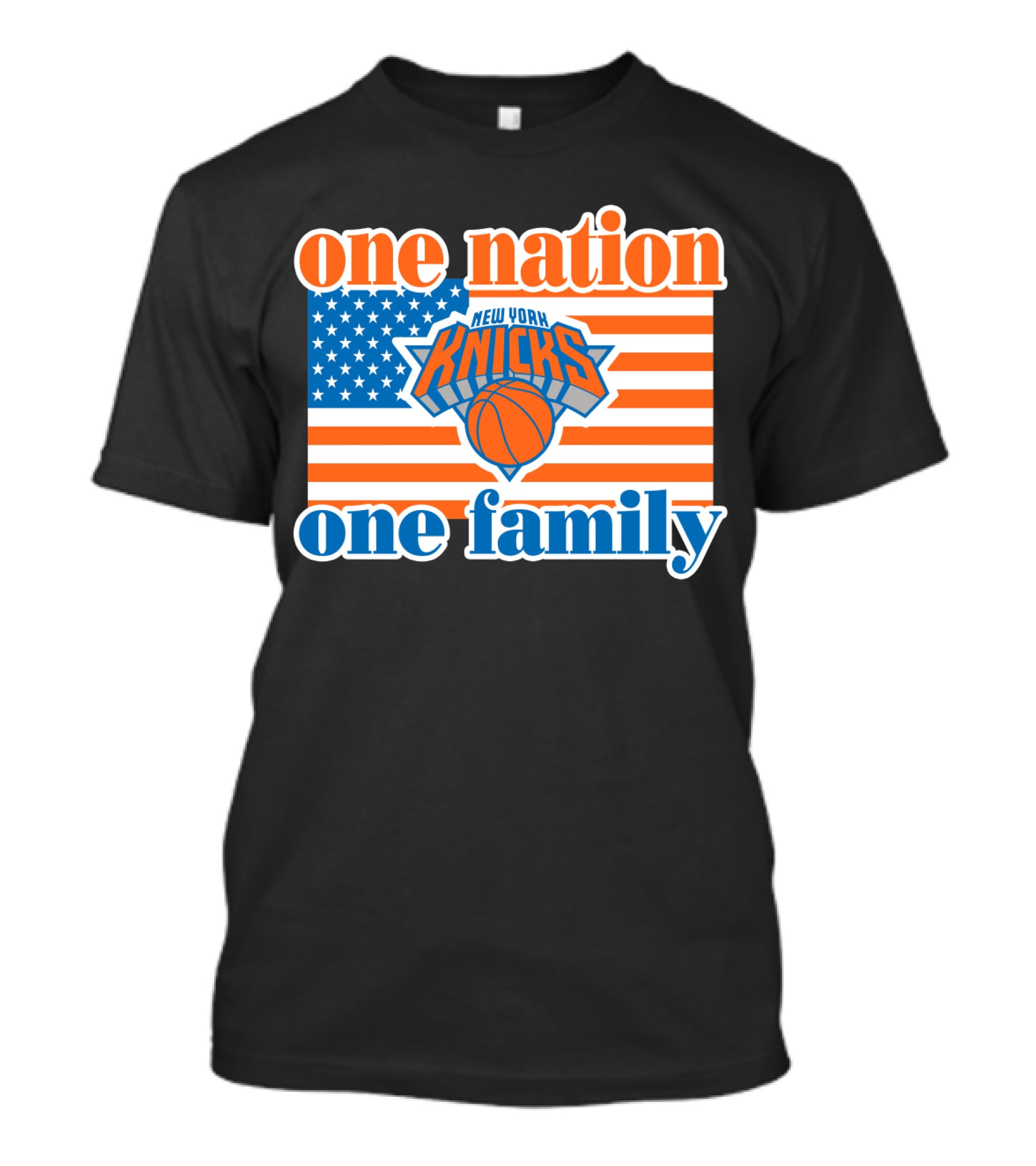 One Nation One Family New York Knicks 71 American Flag Basketball T-Shirt