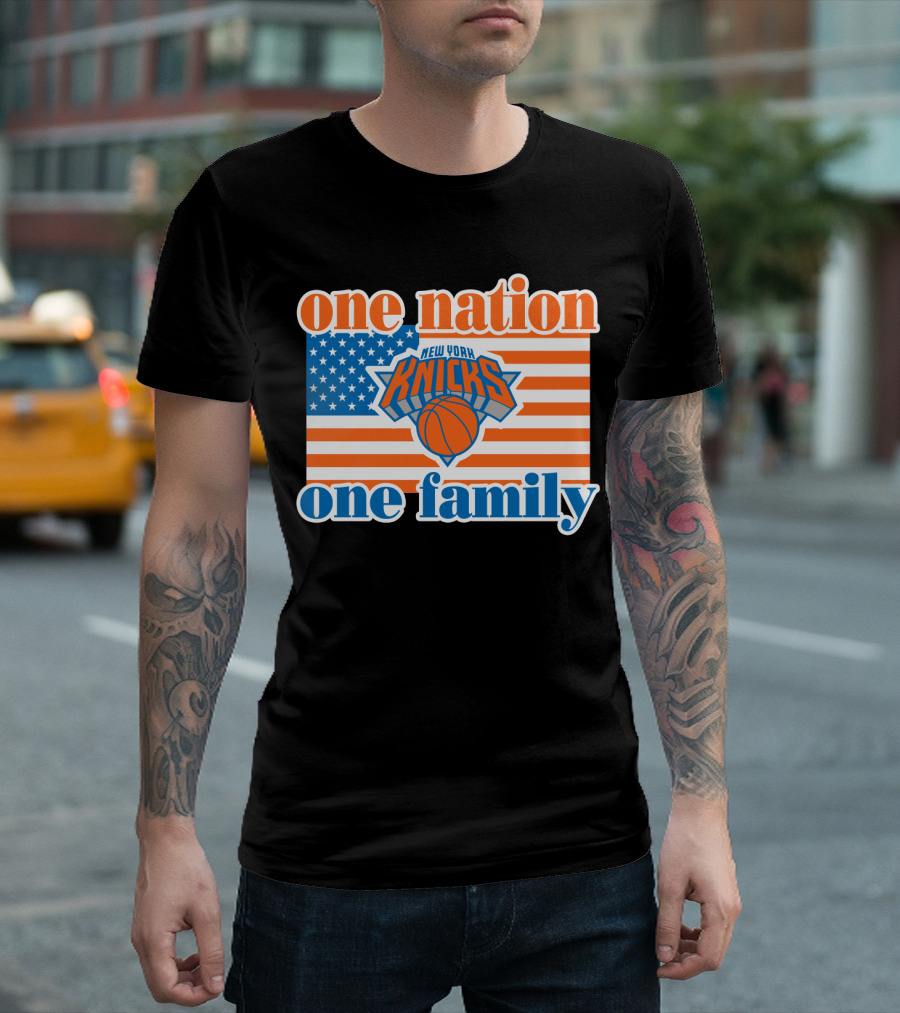 One Nation One Family New York Knicks 71 American Flag Basketball T-Shirt