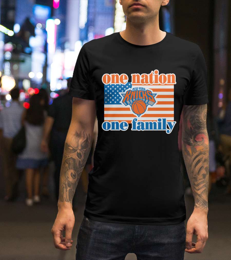 One Nation One Family New York Knicks 71 American Flag Basketball T-Shirt