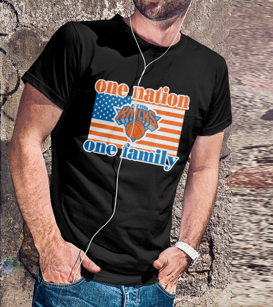 One Nation One Family New York Knicks 71 American Flag Basketball T-Shirt