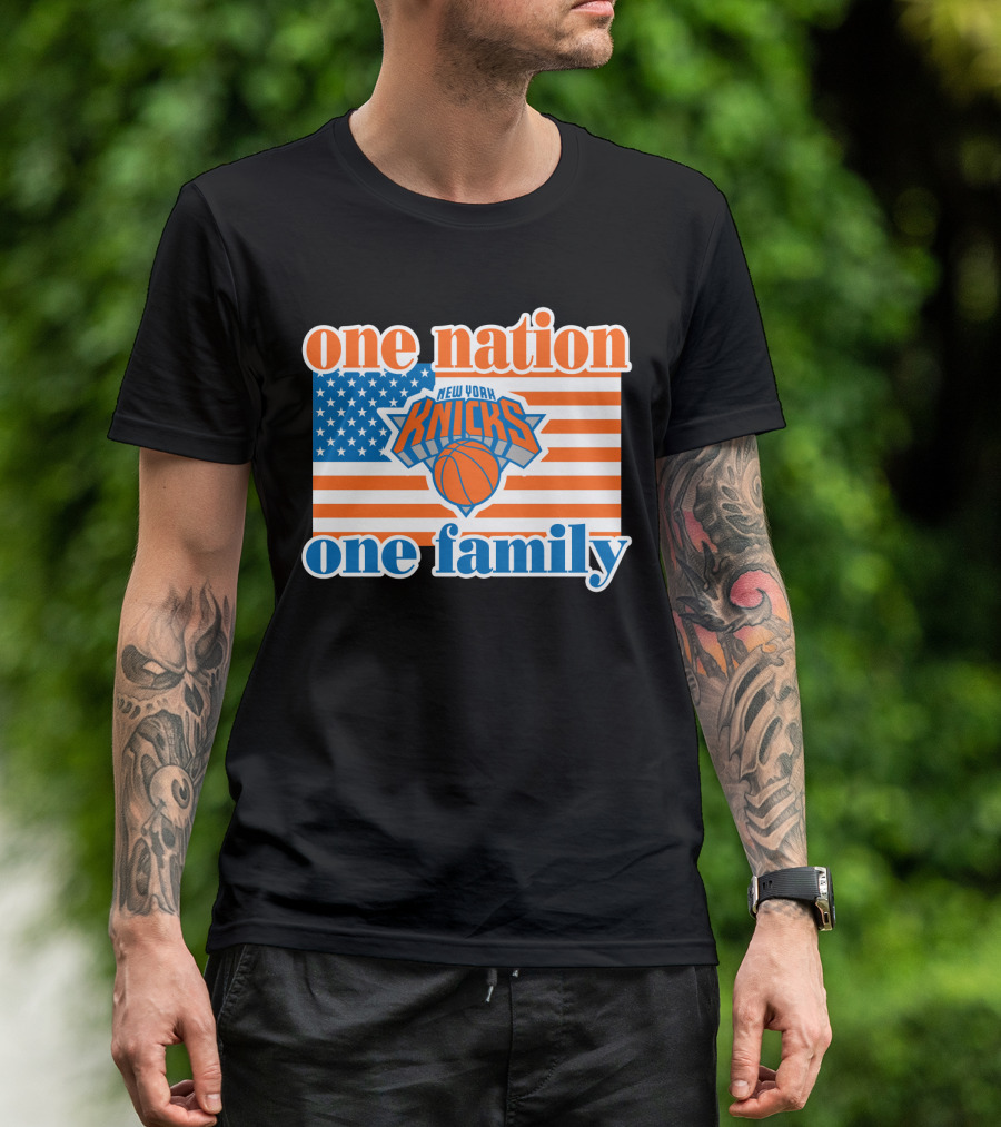 One Nation One Family New York Knicks 71 American Flag Basketball T-Shirt