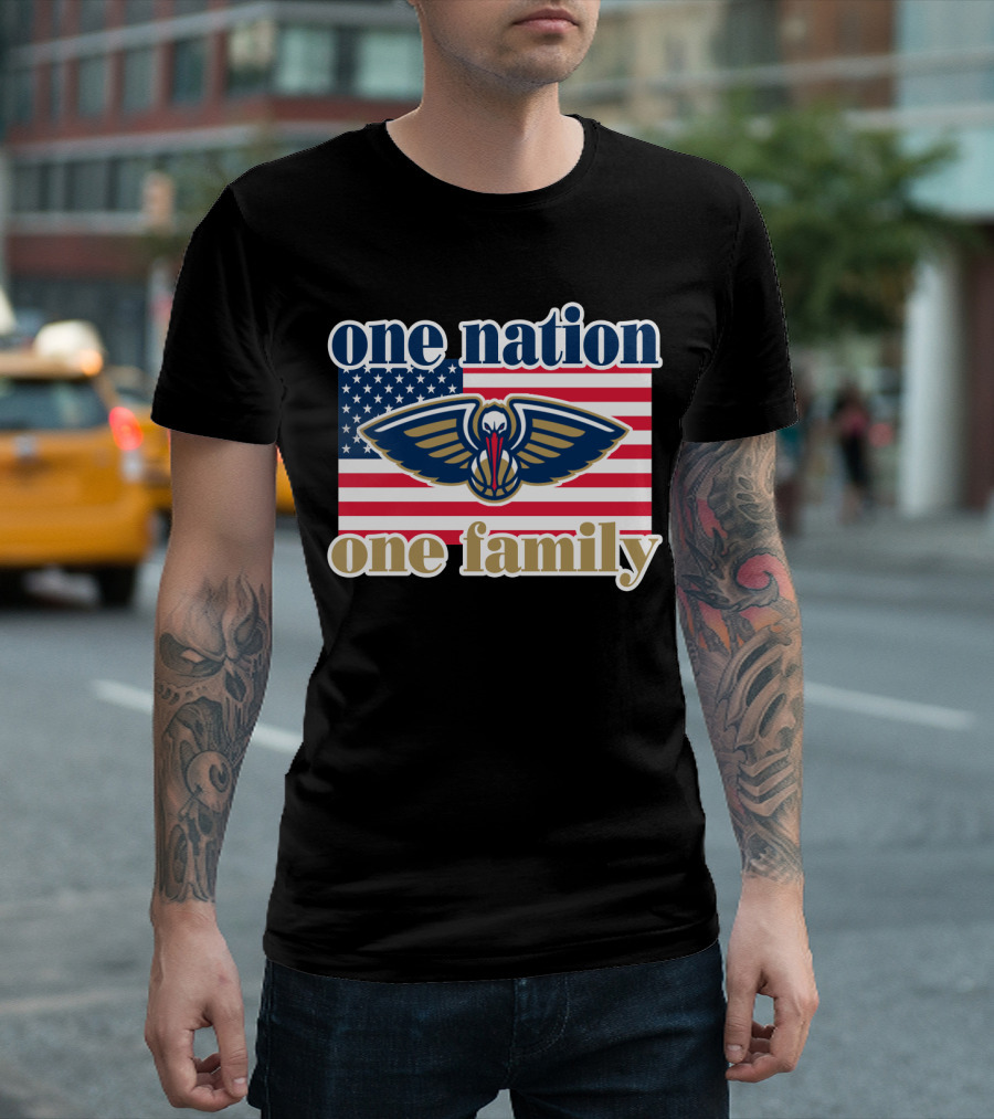 One Nation One Family New Orleans Pelicans American Flag T-Shirt