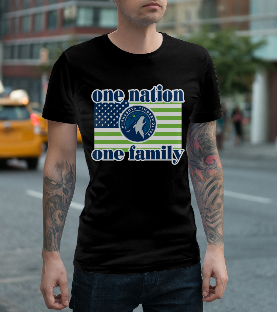One Nation One Family Minnesota Timberwolves Flag T-Shirt