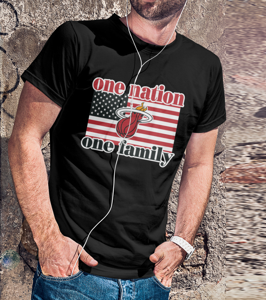 One Nation One Family Miami Heat American Flag T-Shirt