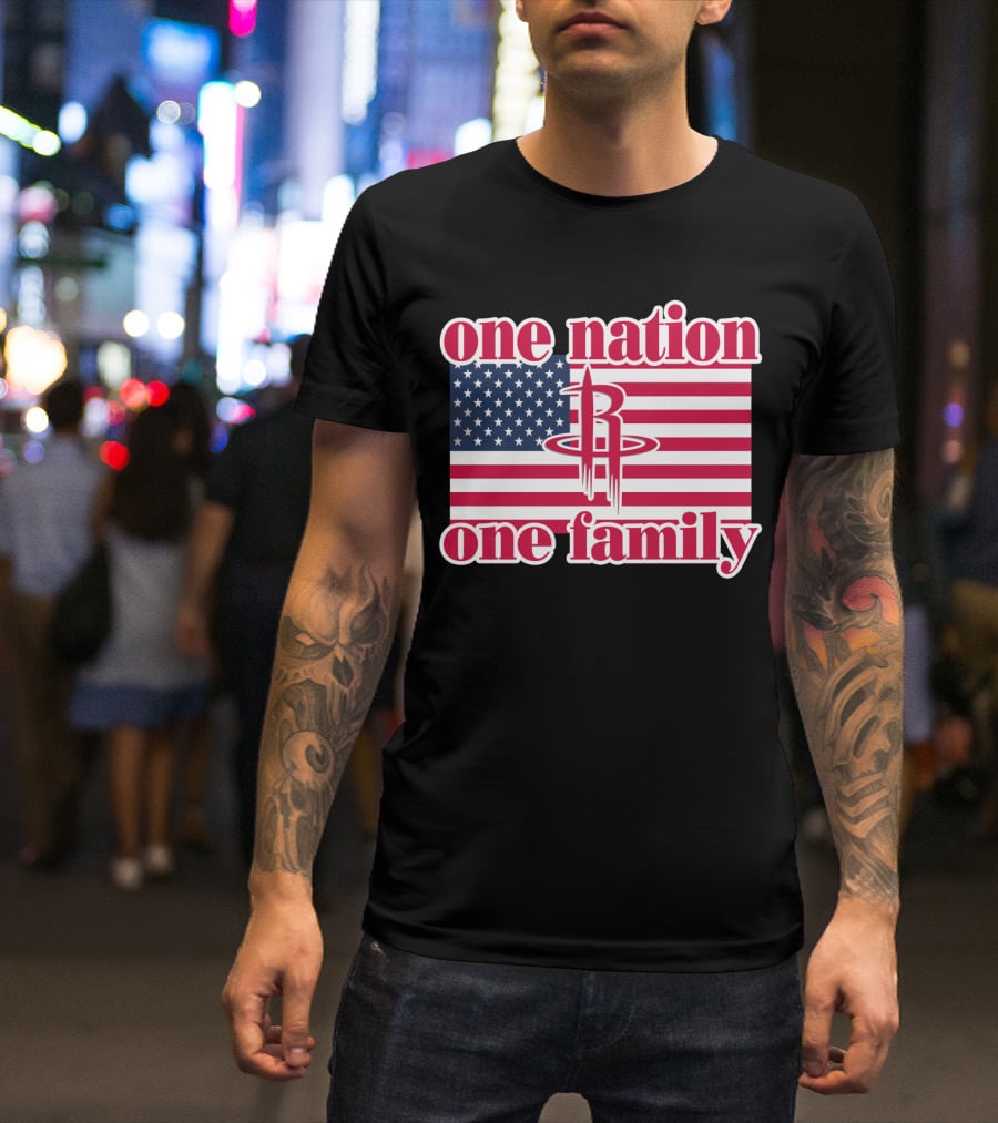 One Nation One Family 79 Houston Rockets Usa Flag T-Shirt