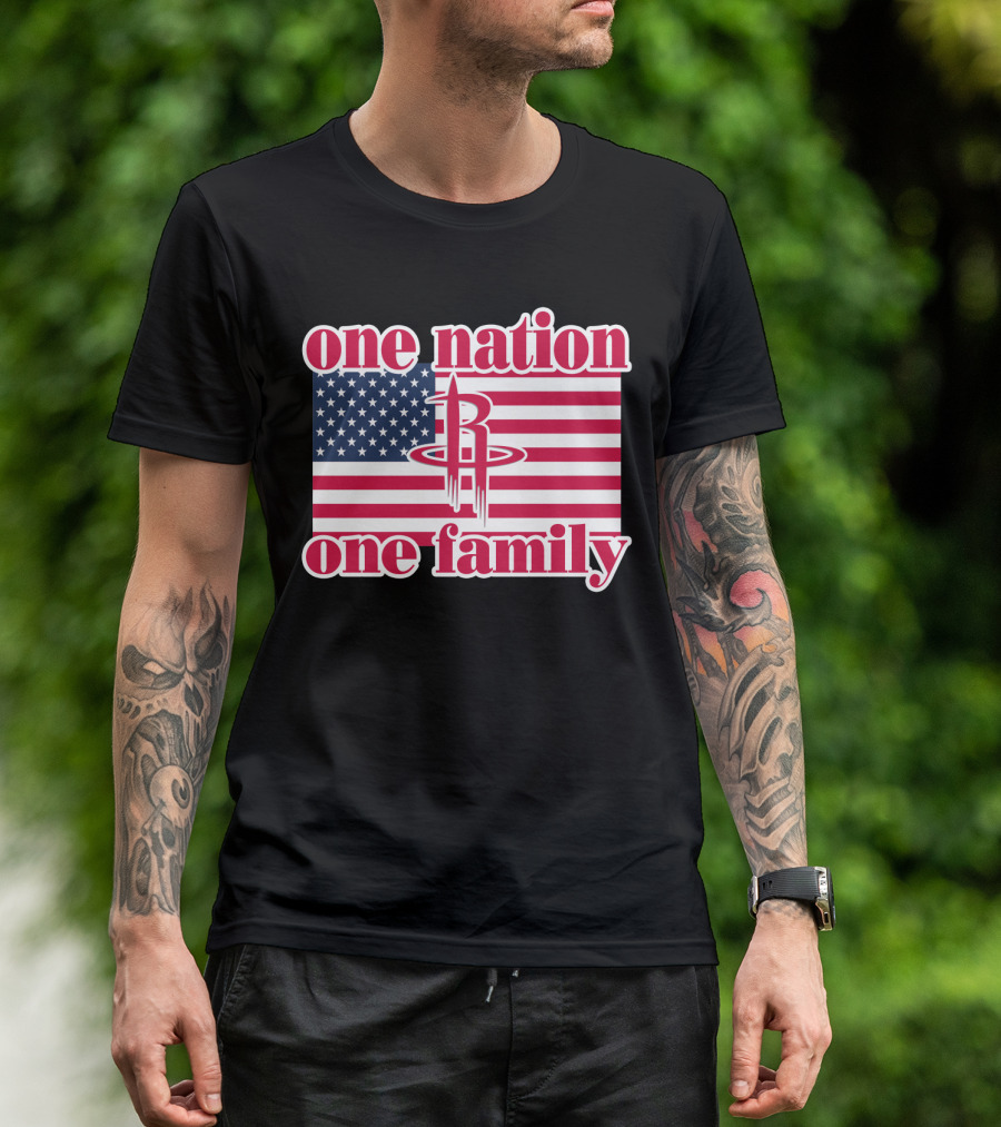 One Nation One Family 79 Houston Rockets Usa Flag T-Shirt