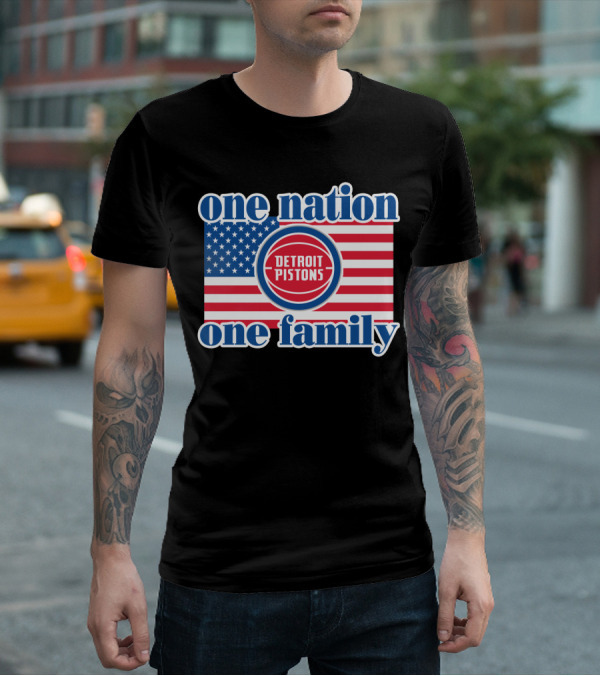 One Nation One Family Detroit Pistons 81 Usa Flag T-Shirt
