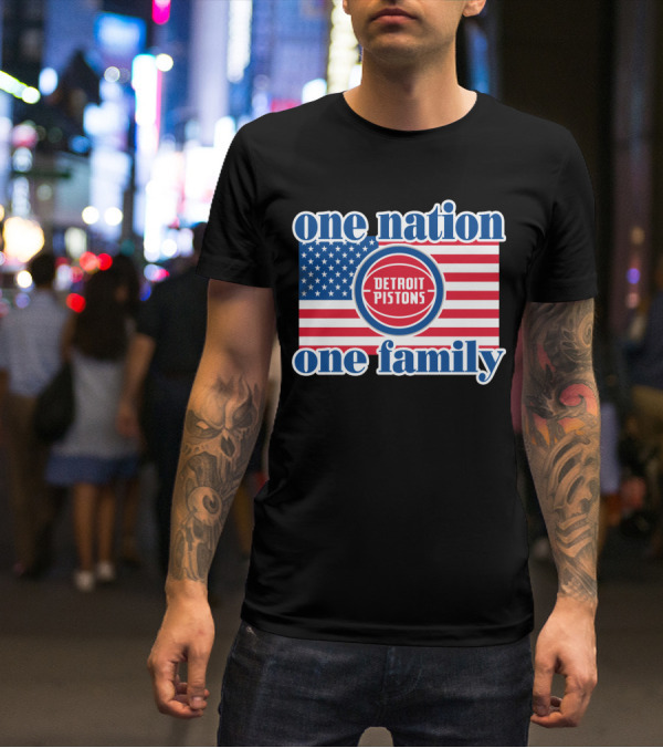 One Nation One Family Detroit Pistons 81 Usa Flag T-Shirt