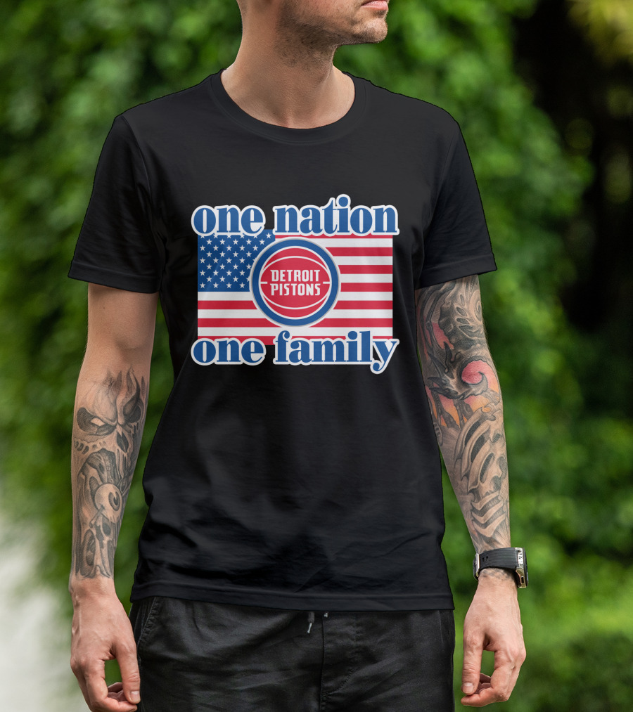 One Nation One Family Detroit Pistons 81 Usa Flag T-Shirt
