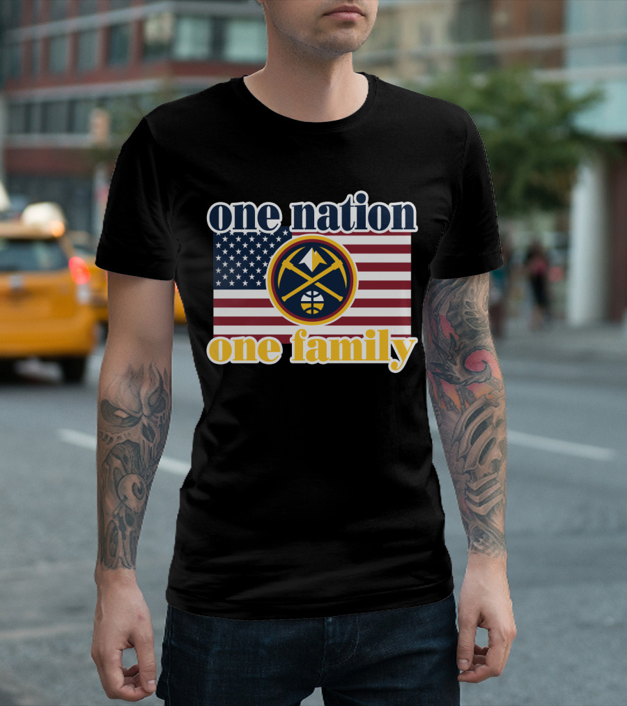 One Nation One Family Denver Nuggets American Flag T-Shirt