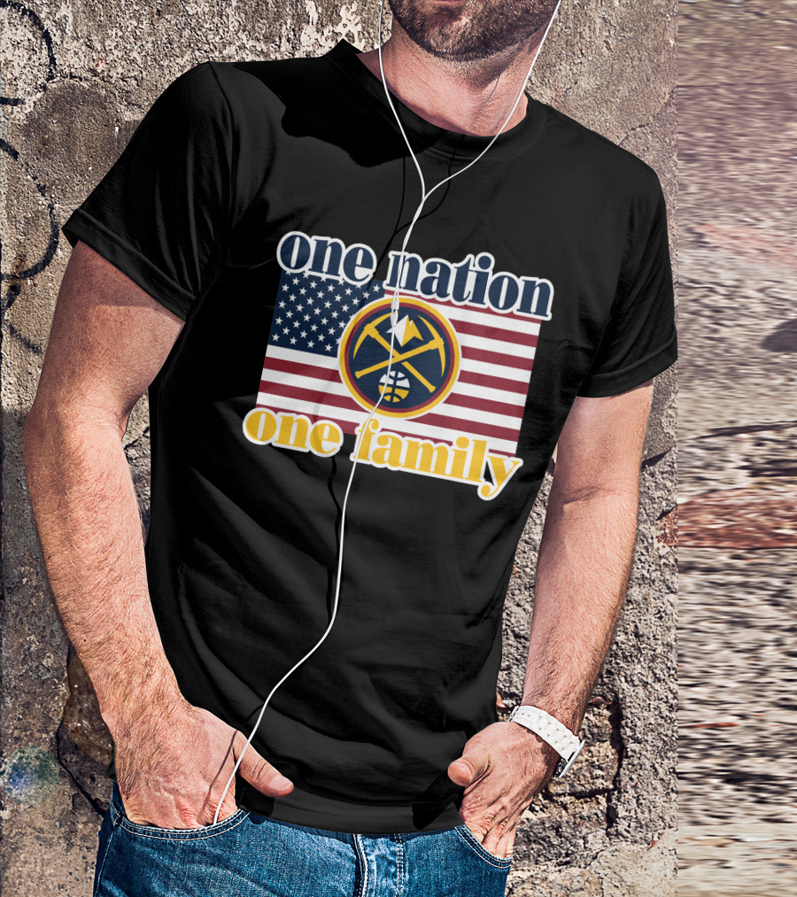 One Nation One Family Denver Nuggets American Flag T-Shirt