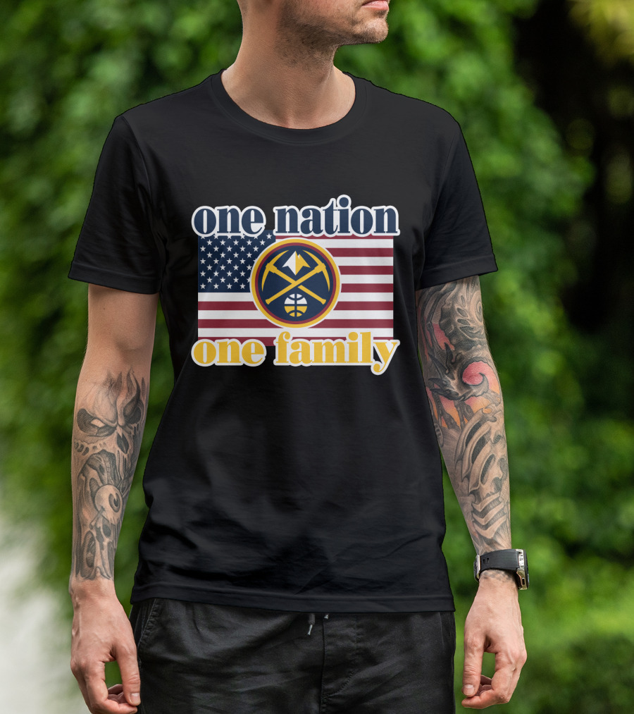 One Nation One Family Denver Nuggets American Flag T-Shirt