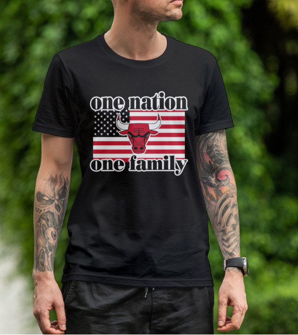 One Nation One Family Chicago Bulls 1985 Usa Flag T-Shirt