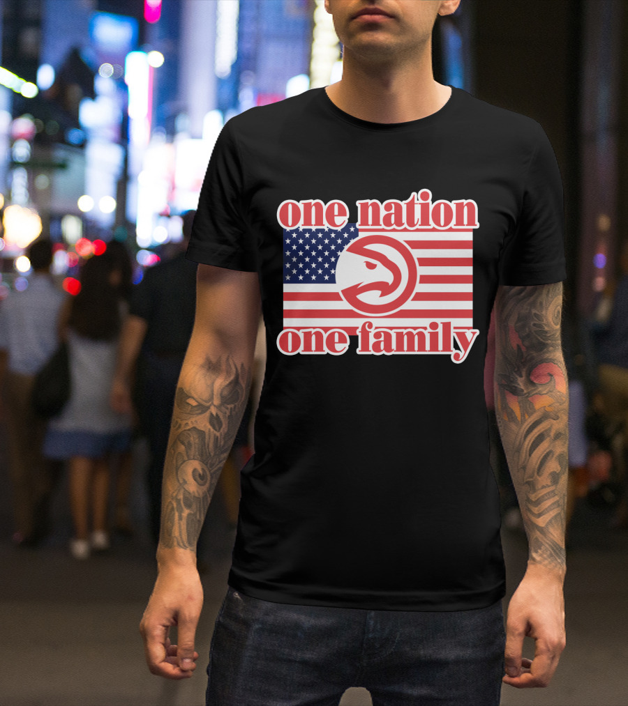 Atlanta Hawks One Nation One Family Usa Flag T-Shirt