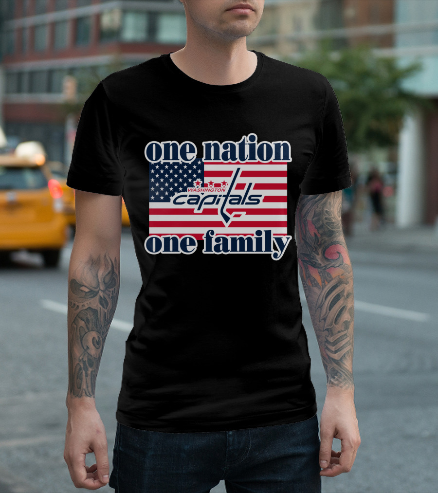 One Nation One Family Washington Capitals American Flag T-Shirt