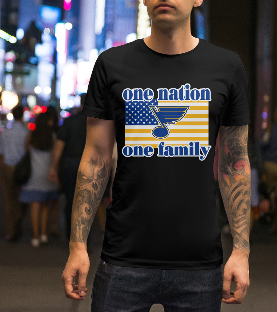 St Louis Blues One Nation One Family American Flag T-Shirt