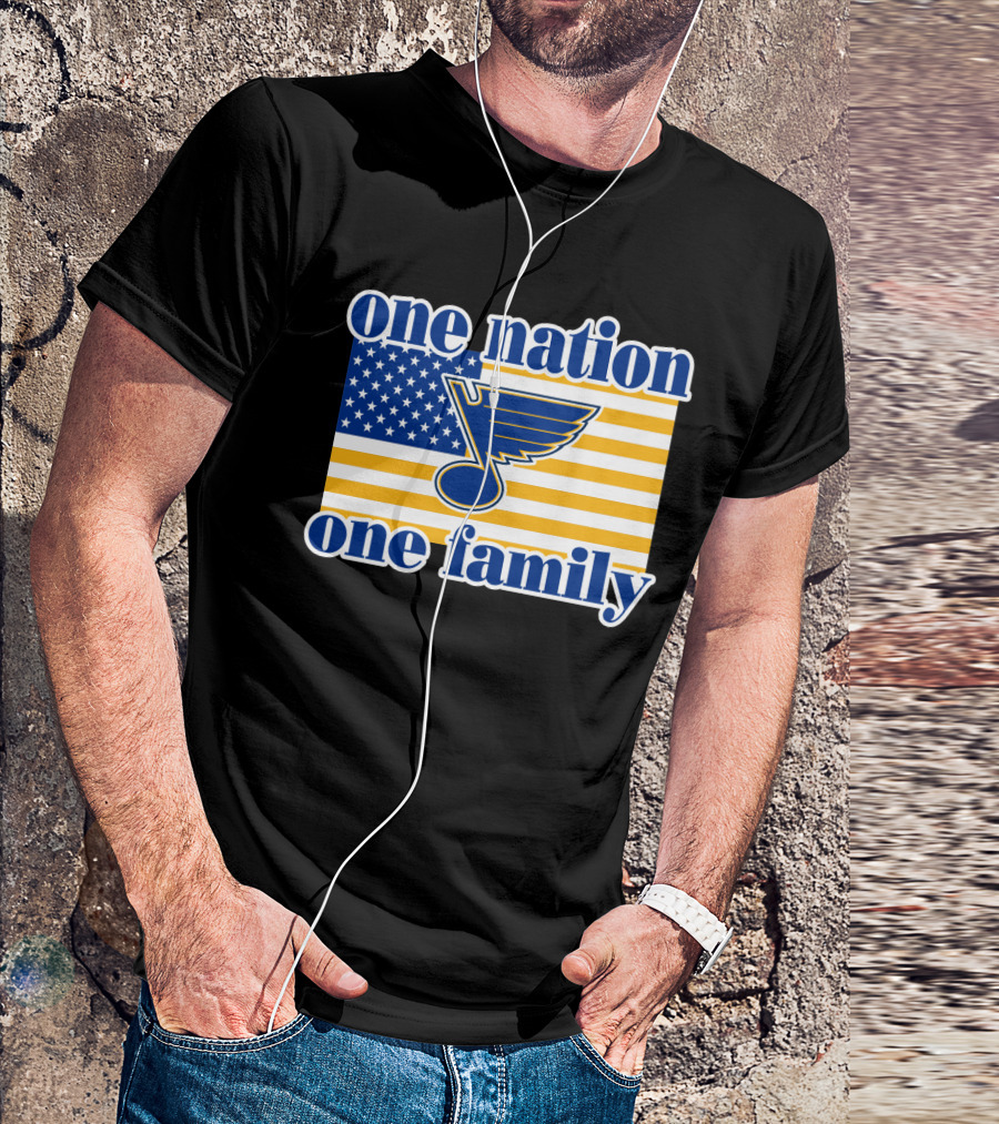 St Louis Blues One Nation One Family American Flag T-Shirt