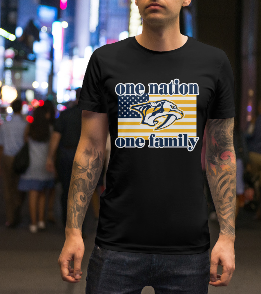 One Nation One Family Nashville Predators American Flag T-Shirt