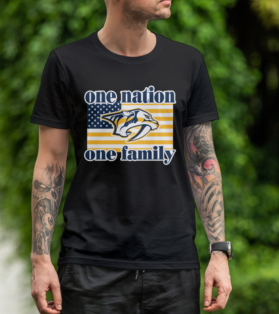 One Nation One Family Nashville Predators American Flag T-Shirt