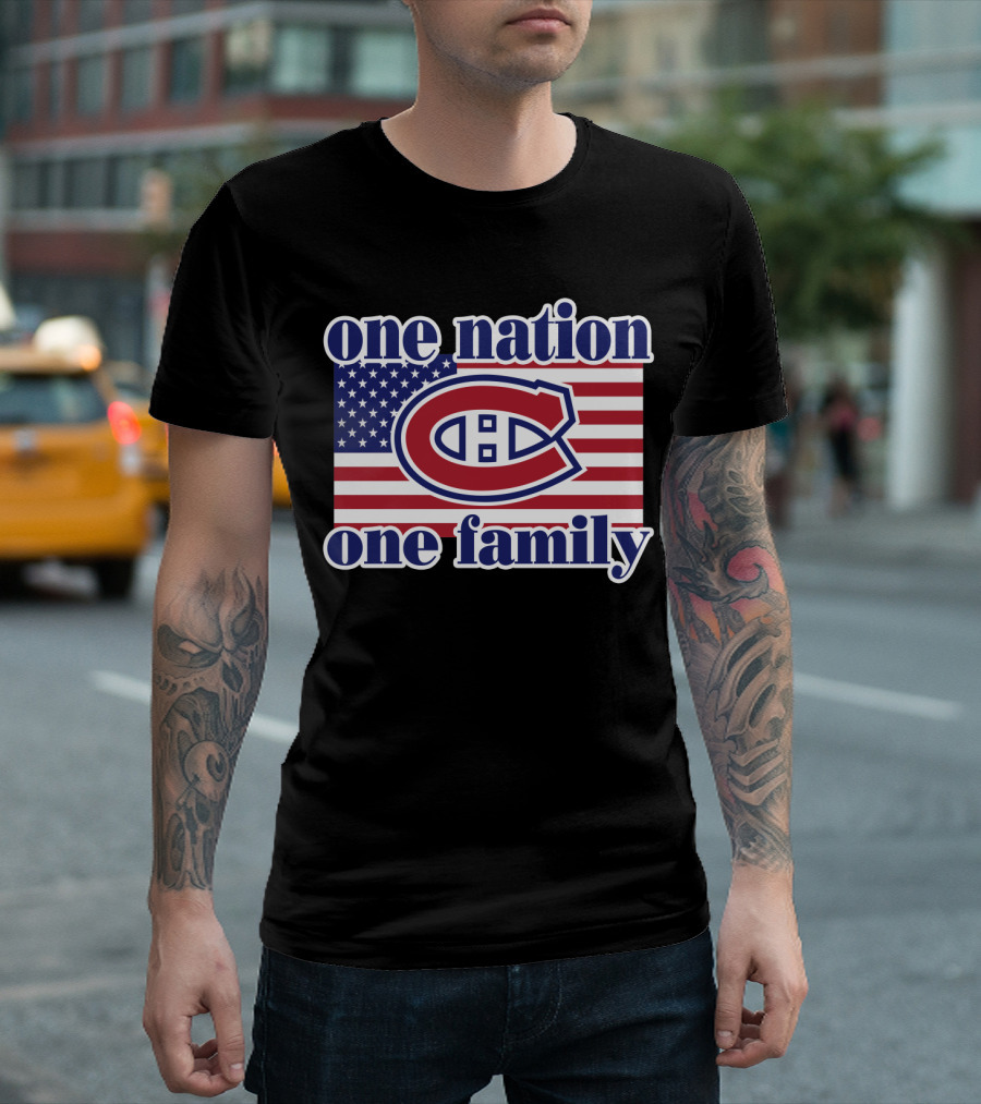 One Nation One Family Montreal Canadiens Usa Flag T-Shirt