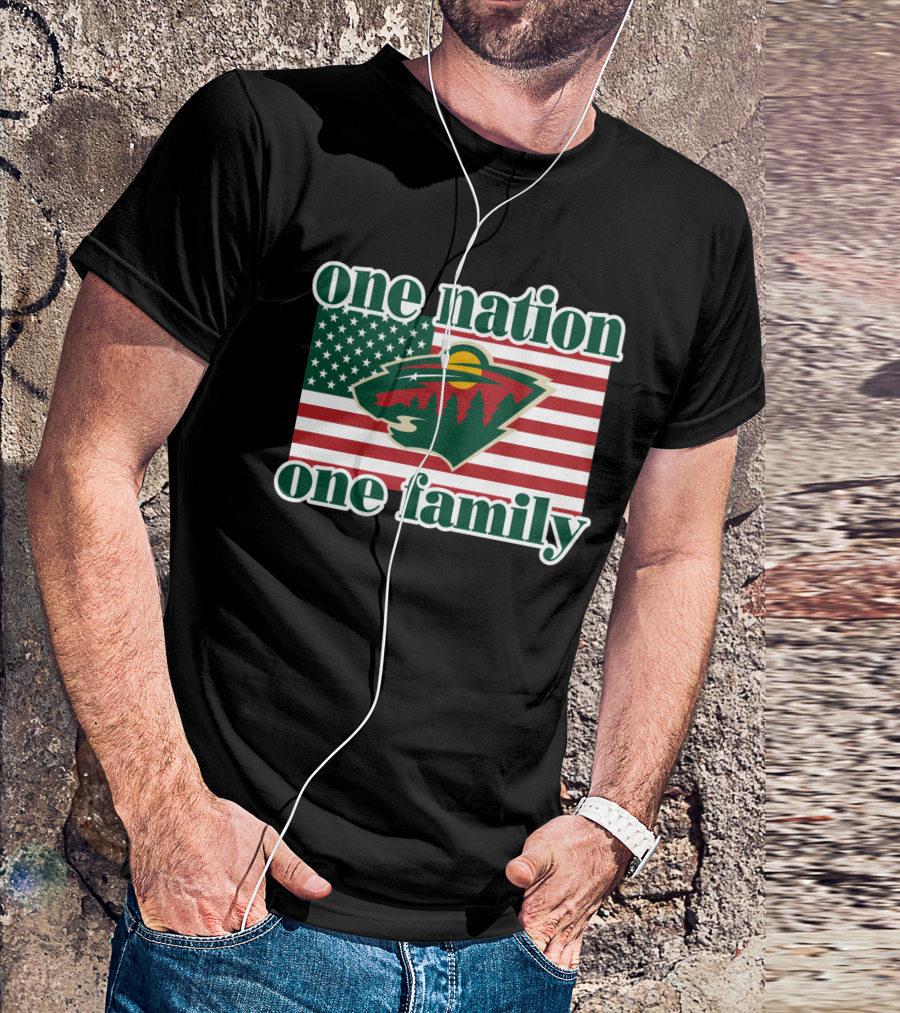 One Nation One Family 102 Minnesota Wild American Flag T-Shirt