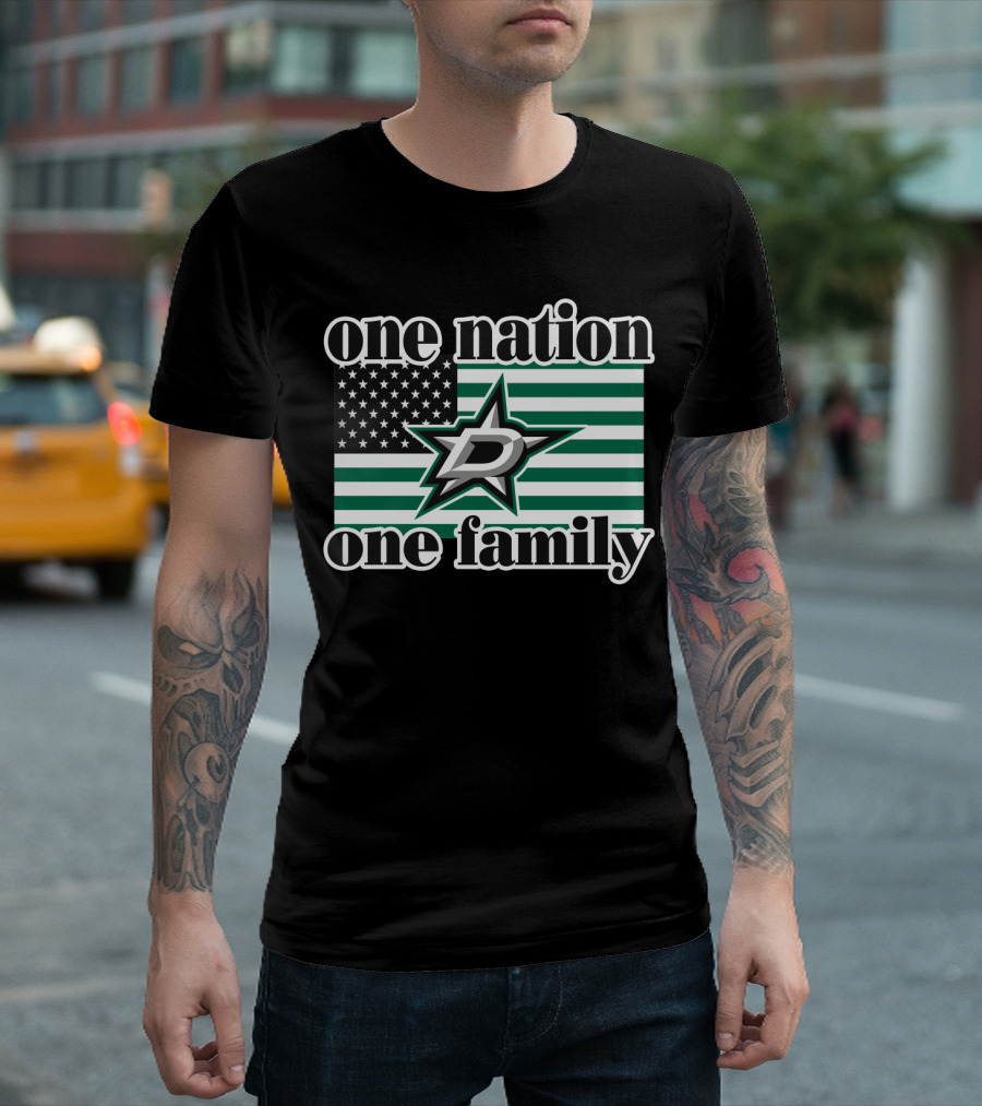 One Nation One Family Dallas Stars D Logo American Flag T-Shirt