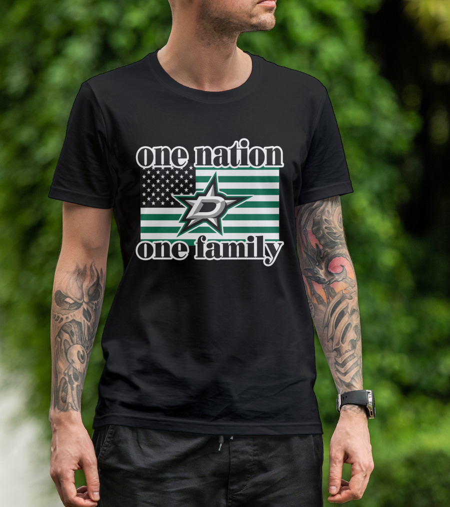 One Nation One Family Dallas Stars D Logo American Flag T-Shirt