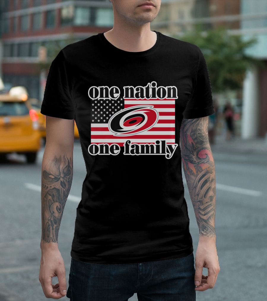 One Nation One Family Carolina Hurricanes Usa Flag T-Shirt