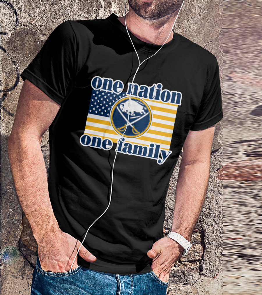 One Nation One Family Buffalo Sabres American Flag T-Shirt