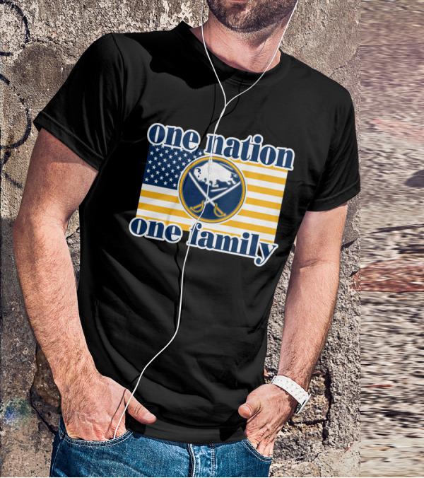 One Nation One Family Buffalo Sabres American Flag T-Shirt