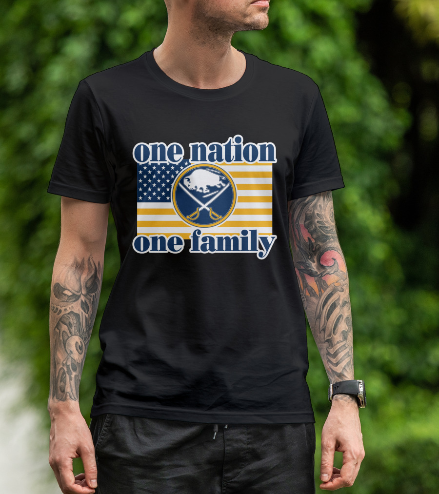 One Nation One Family Buffalo Sabres American Flag T-Shirt
