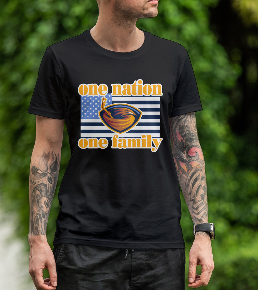 One Nation One Family Atlanta Thrashers Logo American Flag T-Shirt