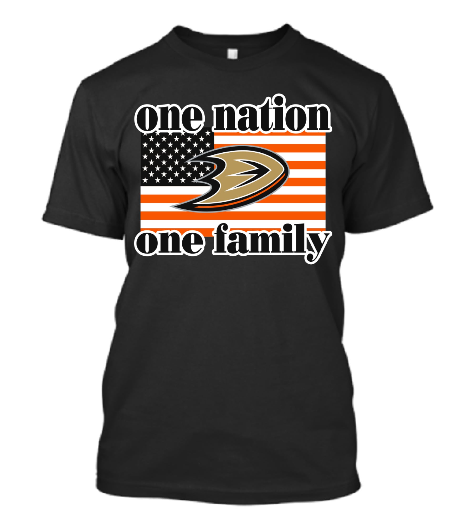 One Nation One Family Anaheim Ducks American Flag T-Shirt