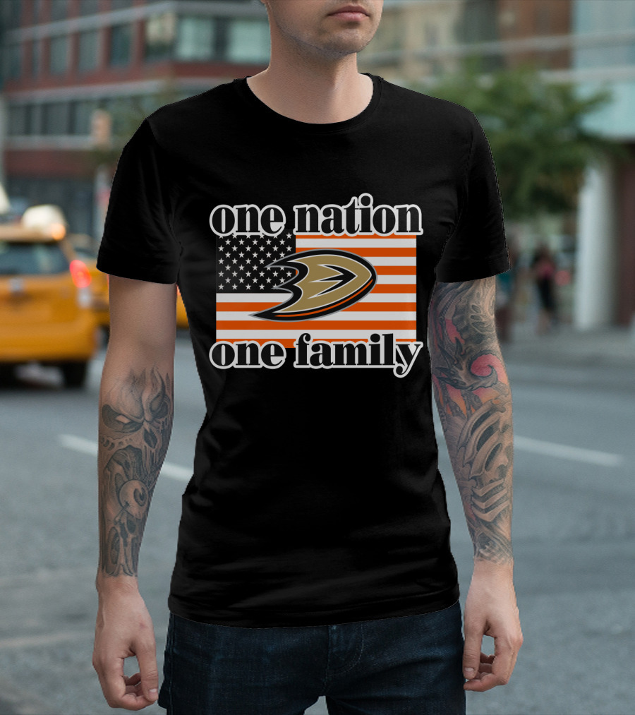 One Nation One Family Anaheim Ducks American Flag T-Shirt